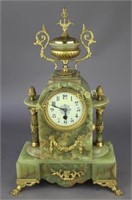 French Green Marble Mantle Clock