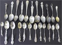 Group of 23 Florida Souvenir Sterling Spoons