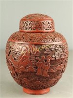 Antique Chinese Cinnabar Covered Jar