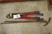 3-PAIRS OF BOLT CUTTERS & 2-WRECKING BARS