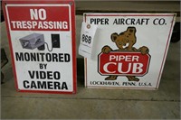 2-METAL SIGNS-NO TRESPASSING & PIPER AIRCRAFT CO,