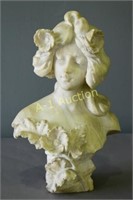White Marble Carved Bust of Maiden