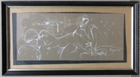 Original Marta Brestovansky Pastel "Nudes & Cats"