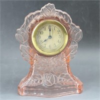 Pink Depression Glass Clock