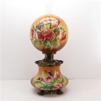 Vintage Hand Painted Hurricane Banquet Oil Lamp