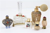 Collection of Jeweled Perfume Bottles & Atomizer