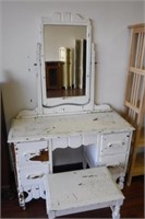 Distressed Dresser w/ Stool