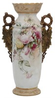 Lg. Floral Painted Porcelain Vase