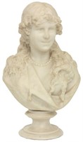 Carved Marble Bust of a Young Woman