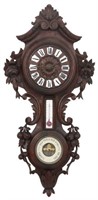Black Forest Carved Wall Clock and Barometer