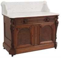 Walnut Marble Top Full Commode