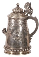 Russian Silver Repousse & Hand Chased Stein