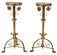 Pr. Bronze and Brass Claw Foot Plant Stands