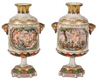 Pr. Capodimonte Style French Porcelain Vases