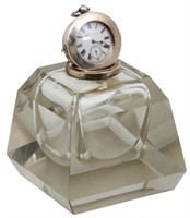 Sterling & Crystal Watch Holder Inkwell