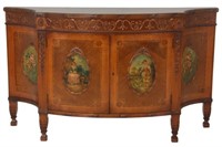 Inlaid Satinwood Bow Front Credenza
