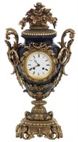 French Porcelain and Bronze Urn Mantle Clock