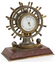 Industrial Bronze Double Ships Helm Desk Clock