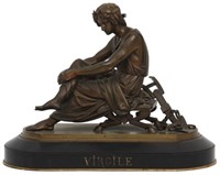 Signed Aubert Bronze Sculpture - Virgile