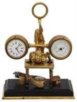 French Figural Bronze Clock & Barometer