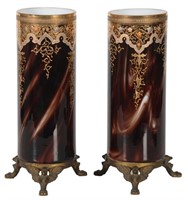 Pr. Loetz Onyx Pattern Art Glass Vases