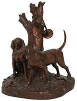 A. Cain Bronze Sculpture of 2 Dogs