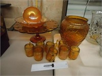 Lot of Amber & Carnival Glass