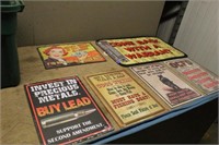 (25) ASSORTED NOVELTY SIGNS (5 OF EACH) AND