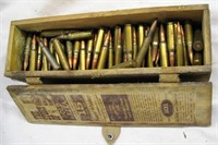 Vintage Ammo Box W/ 67 Cal Bullets