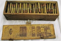 Vintage Ammo Box W/ 67 Cal Bullets