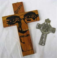 Wood Cross & Fine Pewter Cross