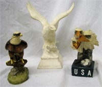 3 Vintage Porcelain Eagles