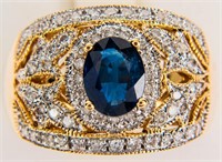 Jewelry 14kt Yellow Gold Sapphire Diamond Ring
