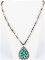 Jewelry Sterling Silver Turquoise Pendant Necklace