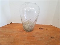 B9- GLASS VASE WITH MARBLE BOTTOM