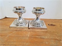 A- SILVER PLATED PILLAR CANDLE HOLDERS