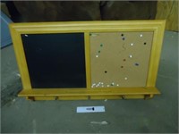 Wooden Chalk / Bulletin Board  with Hooks