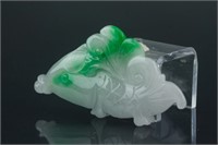 Chinese Green Jadeite Carved Fish Pendant