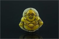 Chinese Yellow Jadeite Carved Buddha Pendant