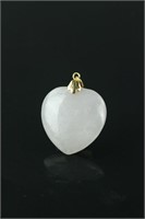 Chinese 14K Clasp Lavender Jadeite Heart Pendant