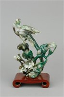 Chinese Spinach Jade Carved Birds