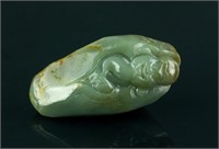 Chinese Fine Green Jade Carved Buddha Boulder