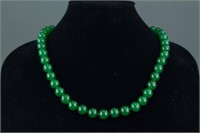 Chinese Fine Green Jade Carved Necklace