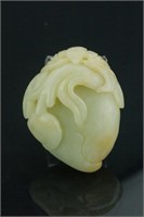 Chinese White Jade Peach Pendant