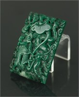 Chinese Fine Carved Green Jade Dragon Pendant