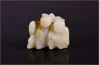 Chinese Ming White Jade Carved Two Boys