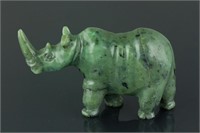 Chinese Green Hardstone Carved Rhinoceros