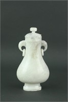Chinese White Hardstone Carved Hu Form Vase