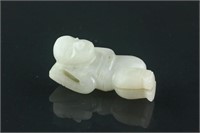 Chinese White Hardstone Carved Boy 18th C.