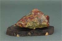 Chinese Chicken Blood Stone Boulder with Stand